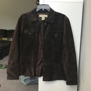 Apostrophe Brown Genuine Suede Jacket Size 16